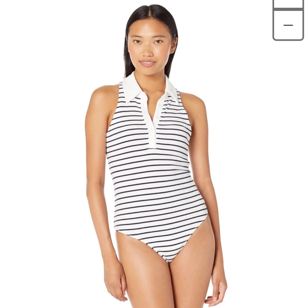 Abercrombie & Fitch Rib Polo Striped Bodysuit